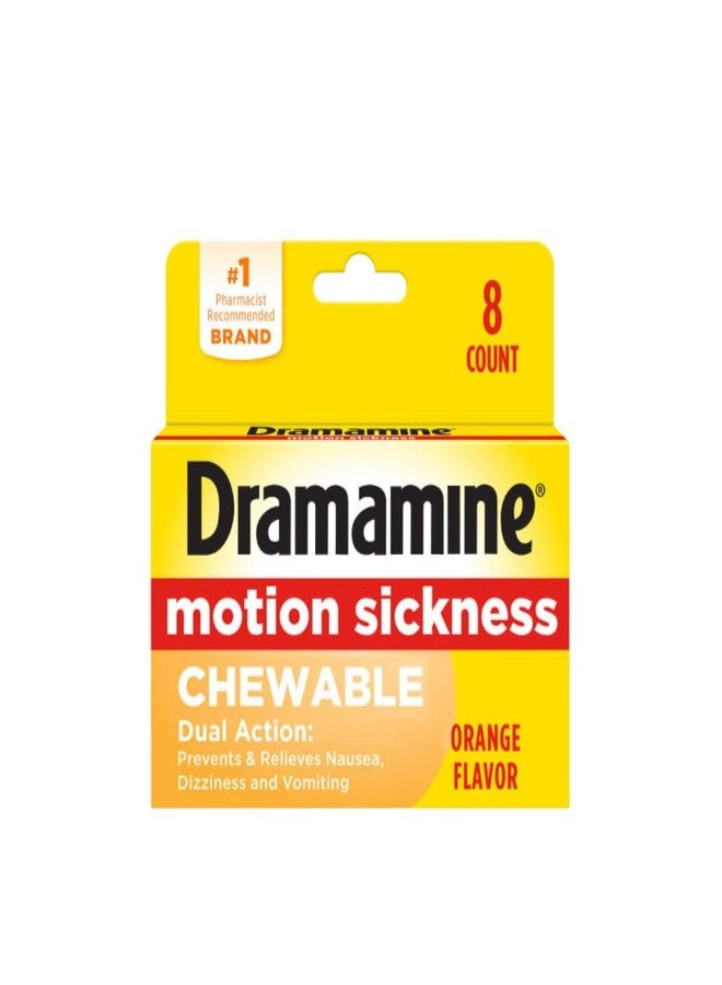 Dramamine Chewable Formula Motion Sickness Relief | Orange | 8 Count | 3 Pack - Image 2